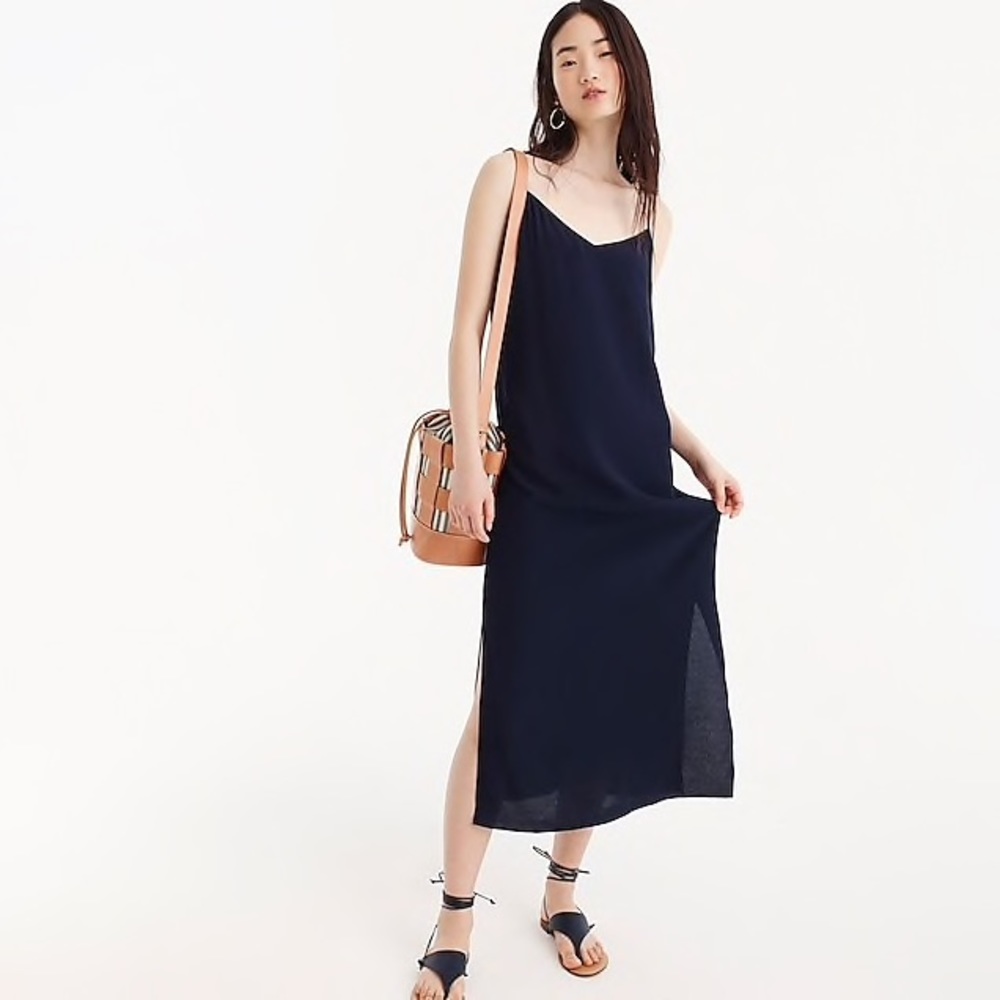 NWT J.Crew • Midi Button-Back Slip Dress